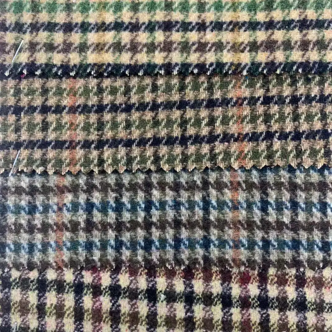 30%Wool 65%T 5%Other Colorful houndstooth Suitable for overcoats, jackets, windbreakers, autumn winter clothing fabrics