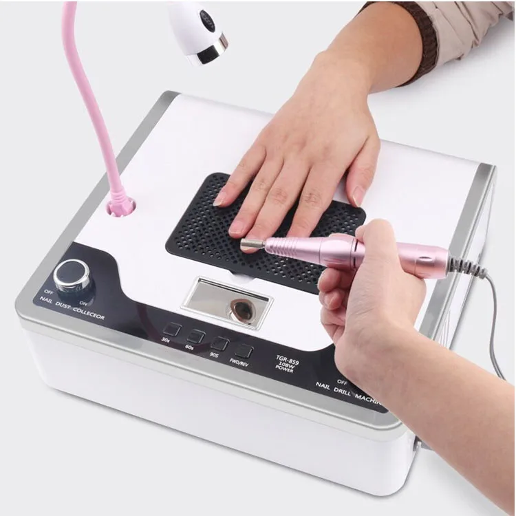 2020 New 4 in 1 Electric Nail Drill Machine with 30000RPM Handpiece Dust Vacuum Suction 108W LED UV Lamp Electric Nail File
