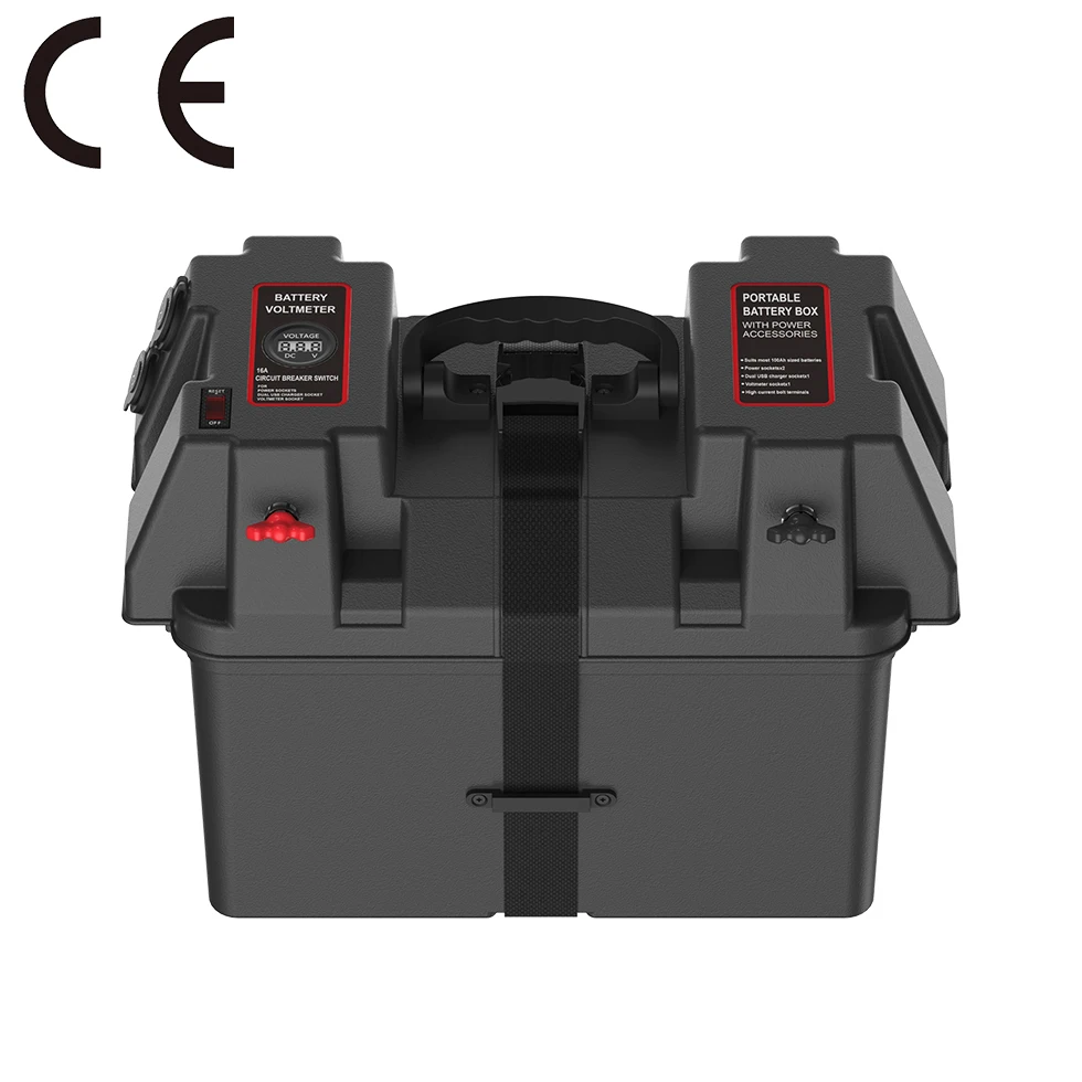 Customize Plastic 12v Marine Emergency Battery Box With Led Display Screen for 16pcs Battery