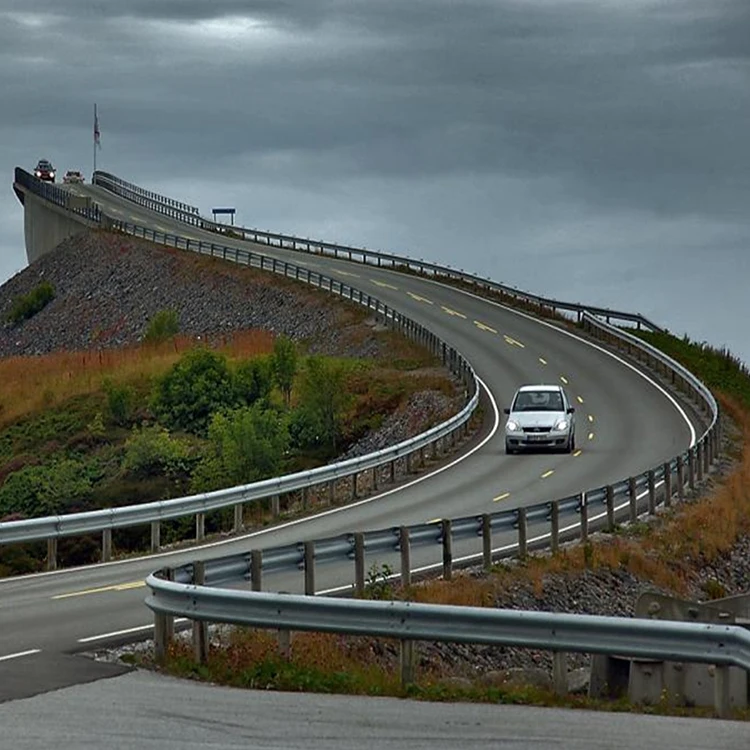 Road Barrier Traffic Safety For Guardrail Highway Hot Dipped Galvanized Steel Beam Highway Guardrail Crash Barrier Guardrail