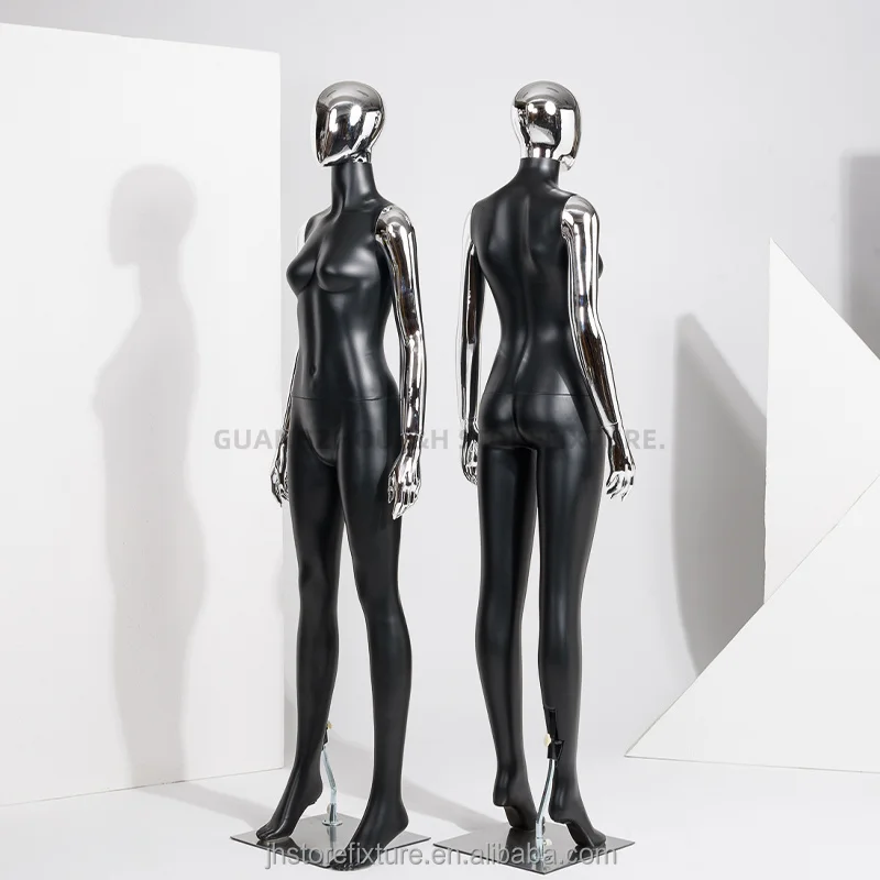 Silver head silver arm model props female clothing fashion display model girl garment dummy display stand