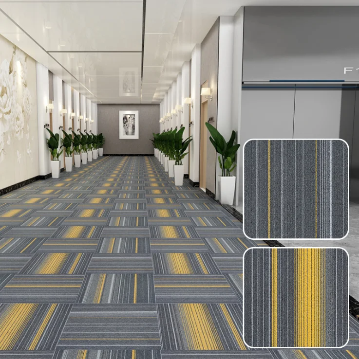 Office home and entertainment places are fully paved with spliced polypropylene carpet 50X50cm Asphalt bottom