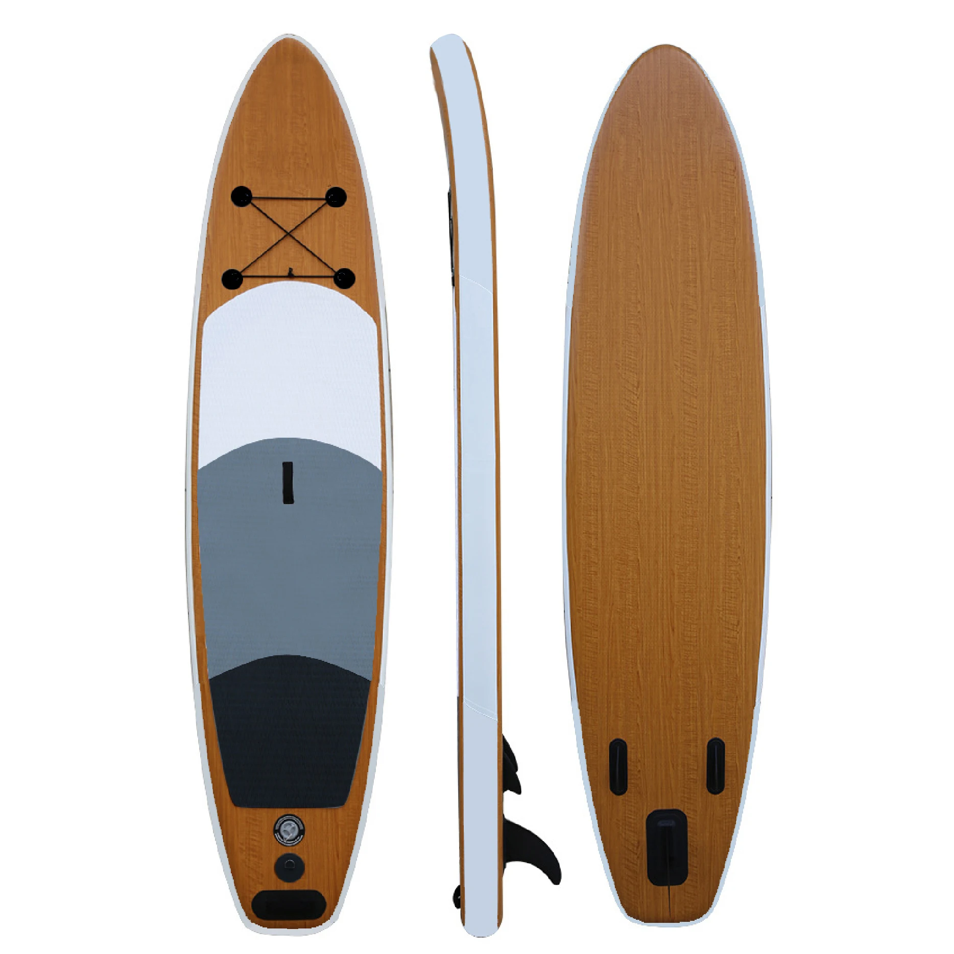 
wood veneer Double Layer Drop Stitch Fabric All Round Inflatable stand up surf Paddle Board 