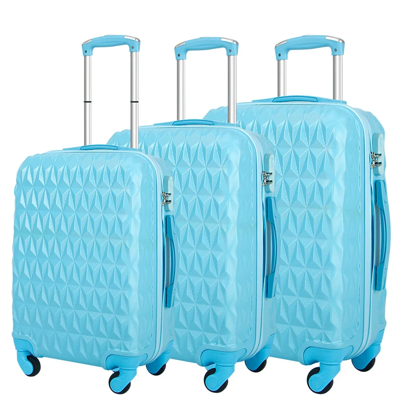 Popular Large Trolley Suitcase Durable Plastic Light Weight Pink Luggage Sets