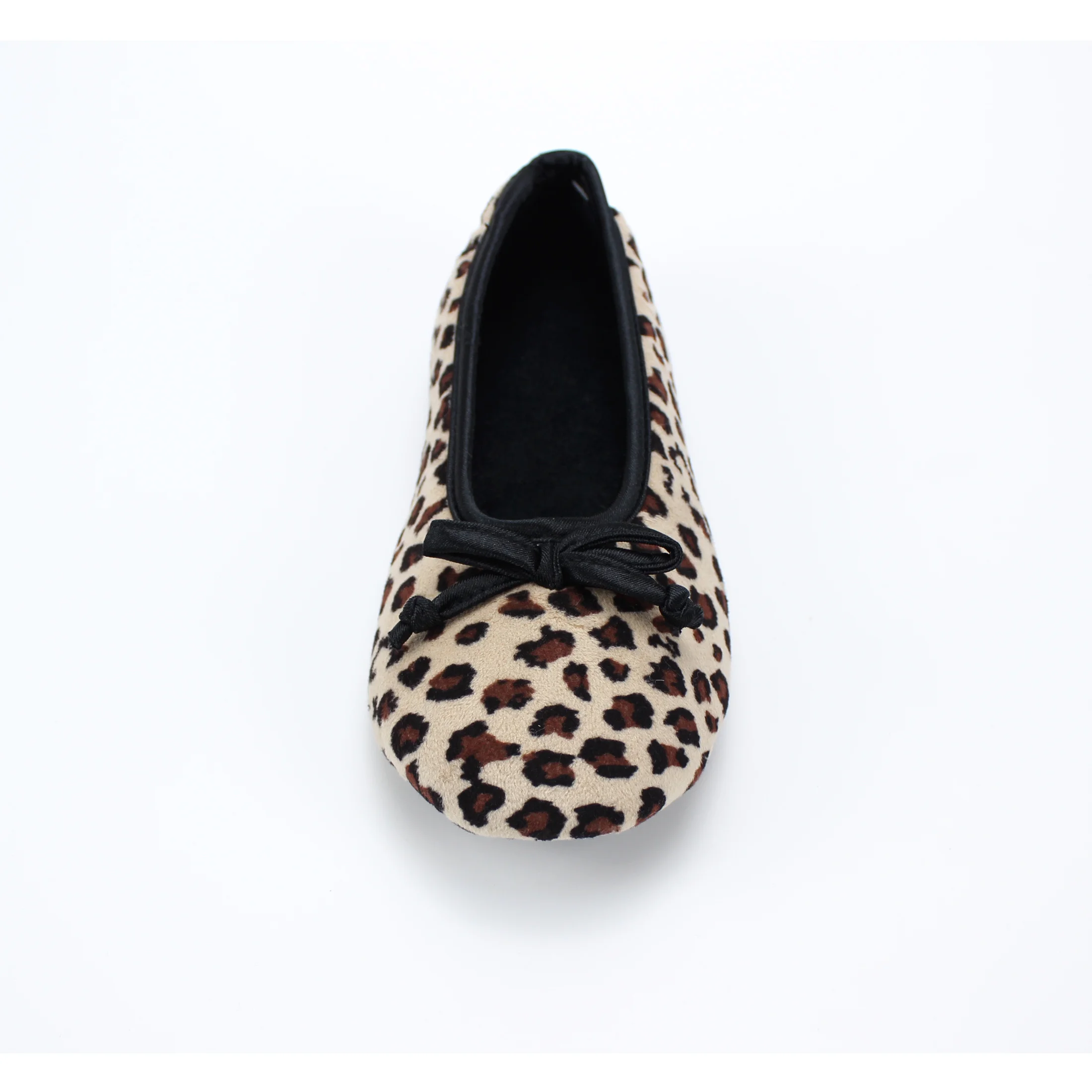 
Animal design upper with black bowknot and soft plush lining indoor slipper ballerina 