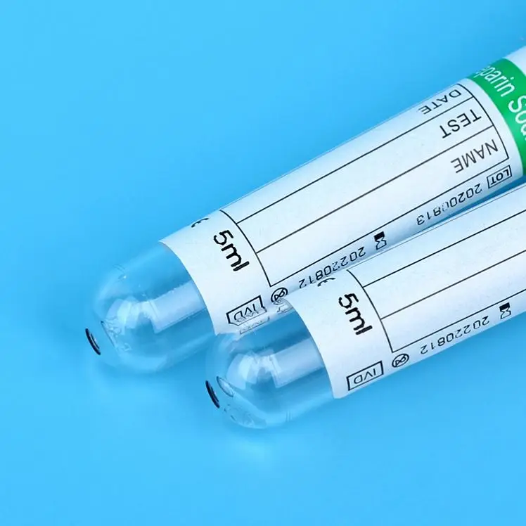 Одноразовые медицинские ПЭТ стекла 2 мл 3 мл 5 мл 7 мл 9 мл гепарин натрия вакуумные пробирки для забора крови литиевая гепариновая трубка