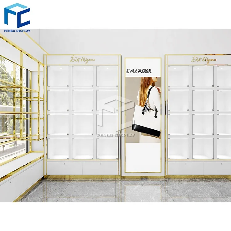 Simple Handbag Store Interior Display MDF Laminate Handbag Wall Display Display Stand For Bag Stores