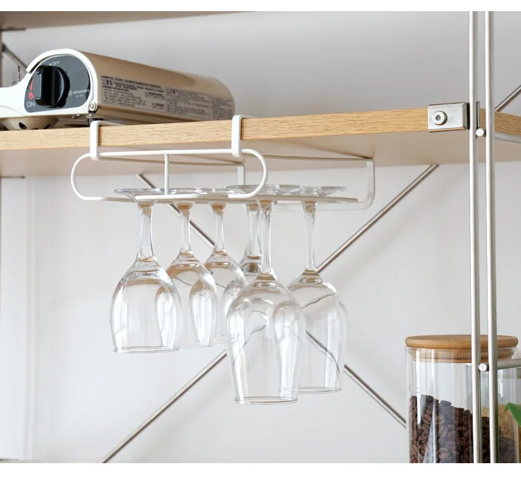 bar kitchen under cabinet shelf Wine cup Glass stemware hanging rack Organizer Storage Hanger Under Cabinet Wine Glass Holder