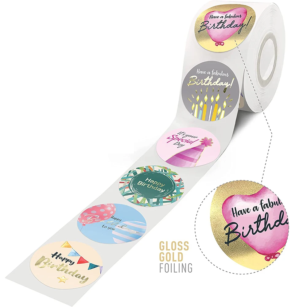 Wholesale custom happy birthday vinyl stickers for gift box package