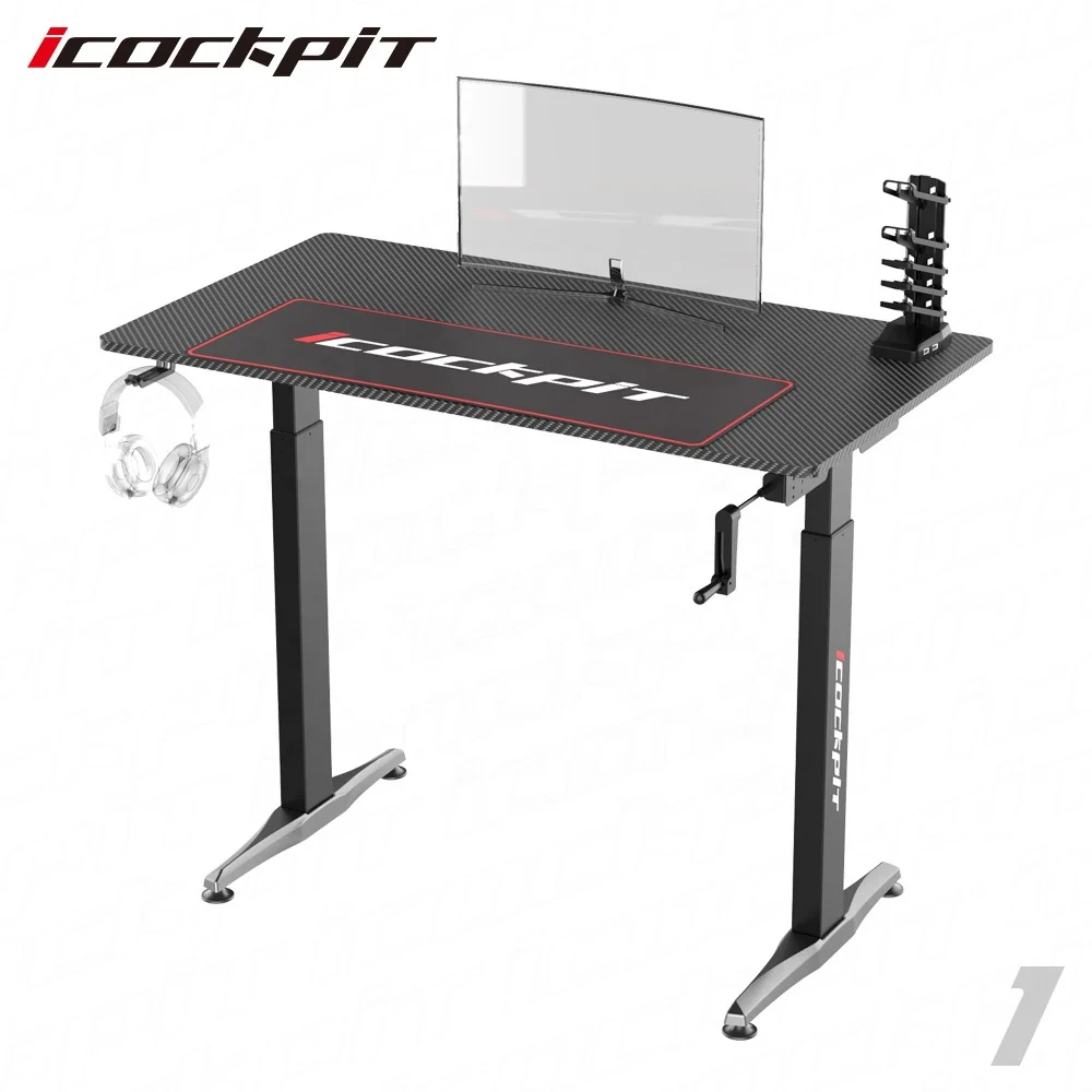 
Icockpit Simple Assembly Ergonomic Sit to Stand Up Desk Workstation Adjustable Height Standing Desk with Crank Handle 