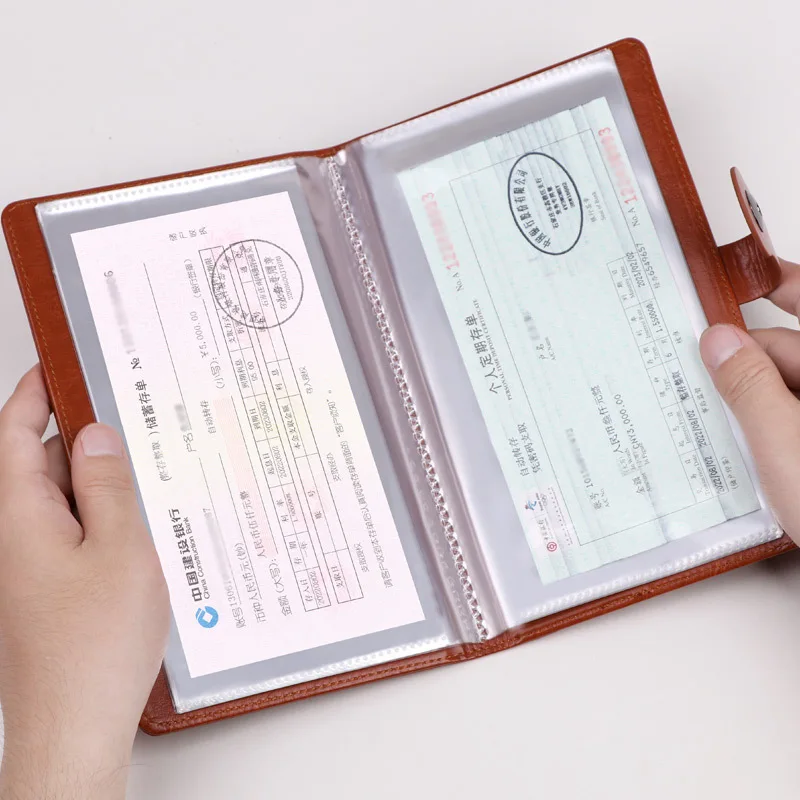 Wholesale Best Price PU Leather Deposit receipt storage Notebook Bill  folder