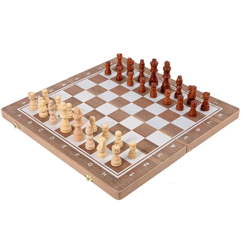 Wooden Chess Convenient Storage Two Player Battle Strategy Game Elementary School Leisure Toy Puzzle Education Wooden Chess