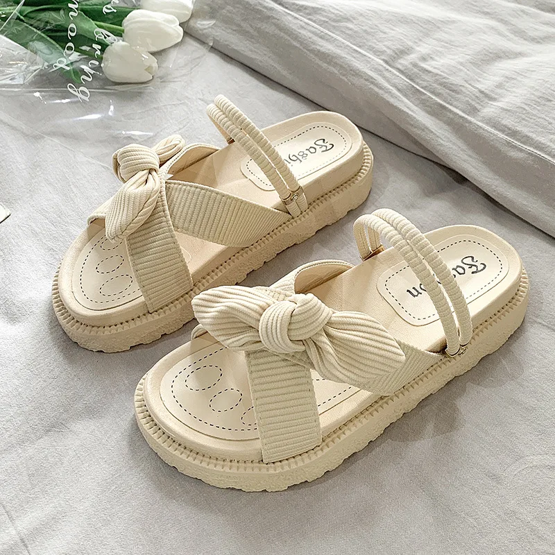 Sandals and slippers for women 2024 new summer fashion versatile flat bottomed outdoor shoes beach casual platform sandals