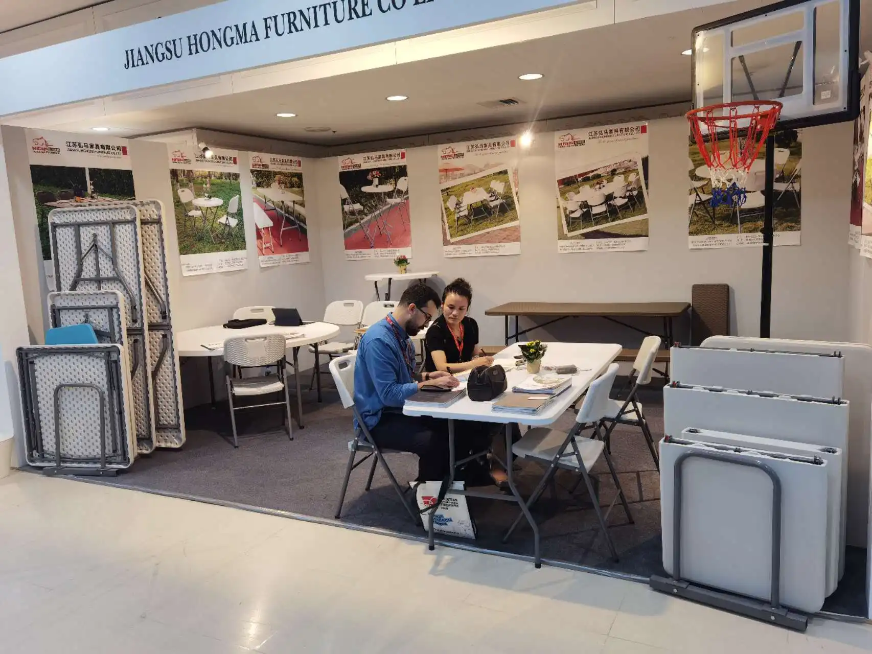 Hot selling  180cm folding in half beer table set with 2 bench