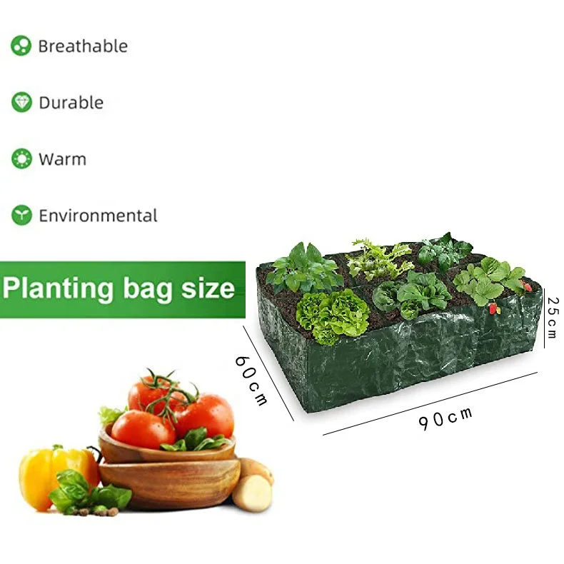 New Rectangle Breathable Anti-Corrosion Durable Potato Planting Bag Vegetable Container Household Flower Pots Plant PE Grow Bags