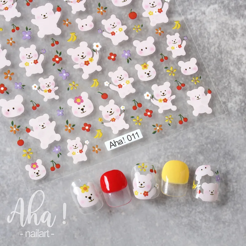 Destly Self adhesive Nail Art Stickers Cute Rabbit Cloud Sky Dinosaur animals Design for nail Salon nail art decoration