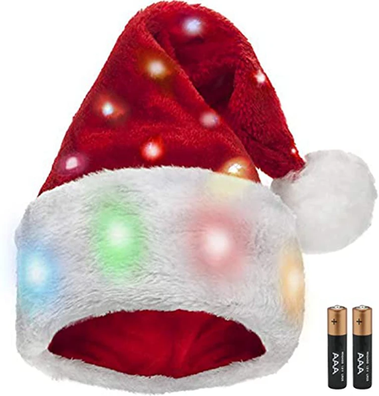 EG 2022 Santa Snowman Colorful Battery Operated Tree Light Up Knitting Felt Stars Led Lamp Christmas Santa Hat