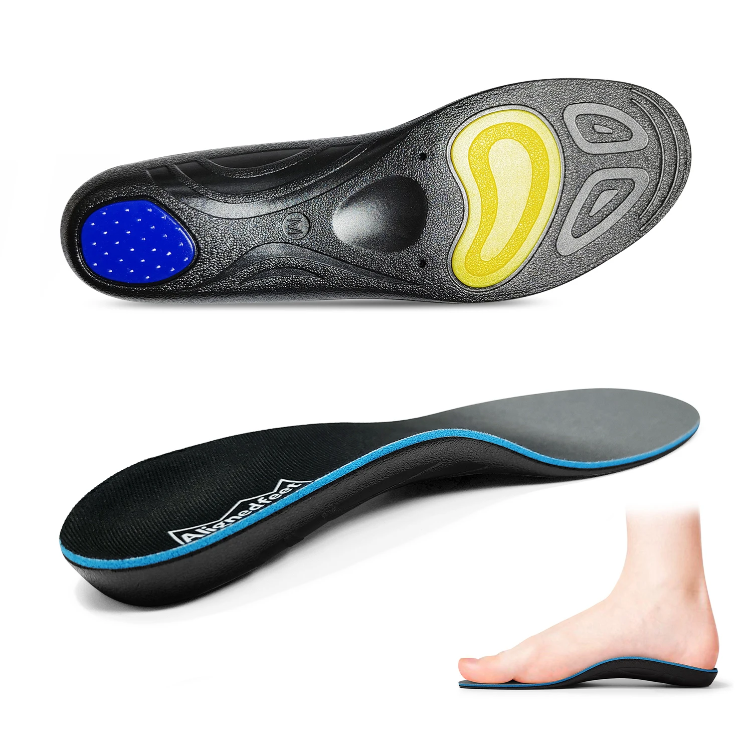 Medial Arch Support Shoe Cushioned Pad Inserts Foot Pain Supination Relief Orthotics For Flat Feet