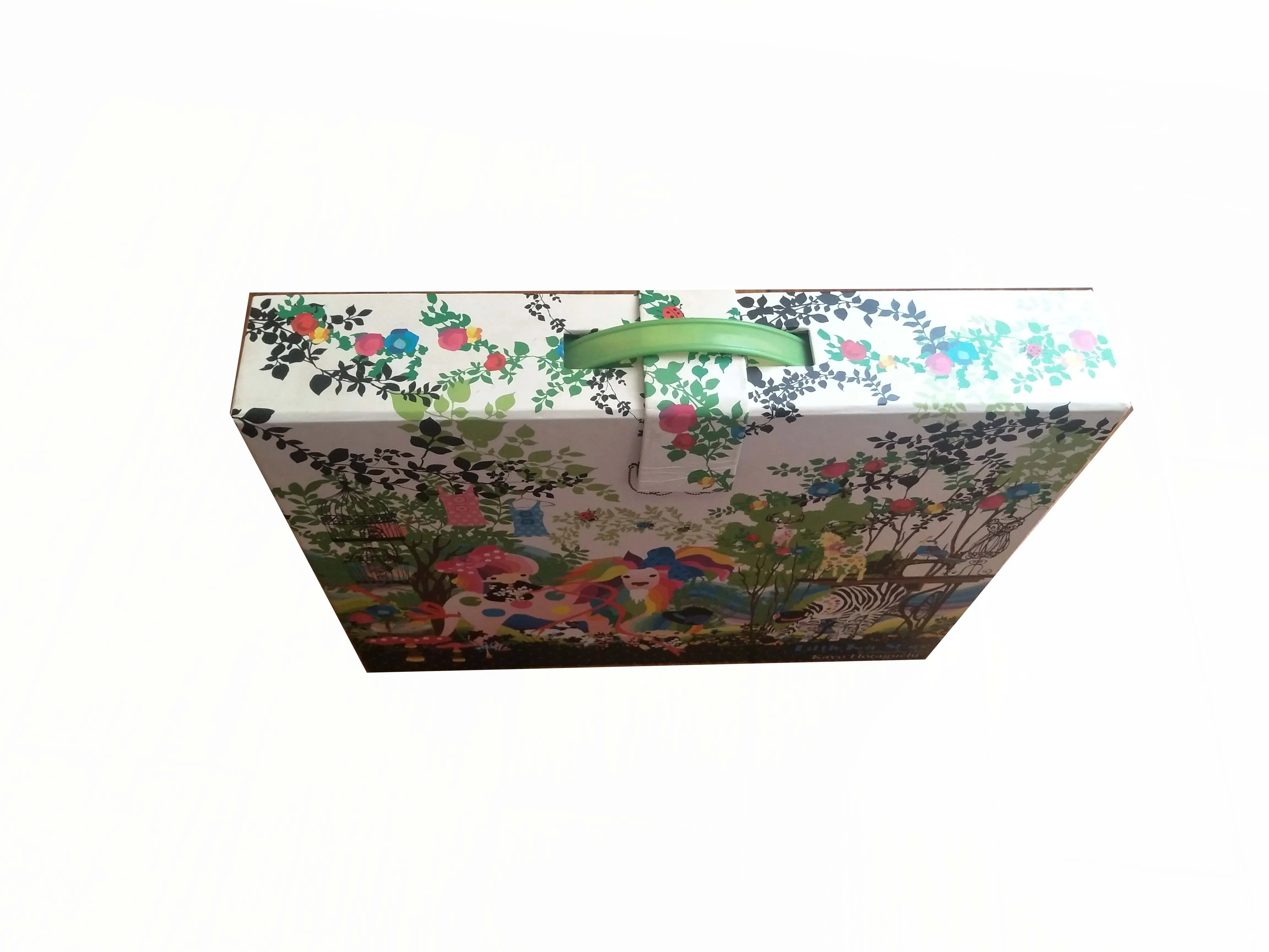 Paperboard Material and Art Paper Type gift box with the plastic handle
