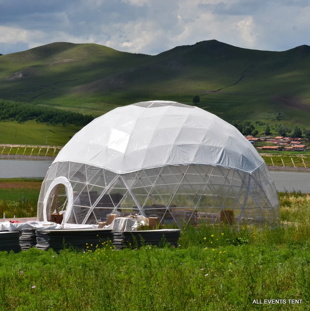 Large commercial geodesic dome tent for party sale