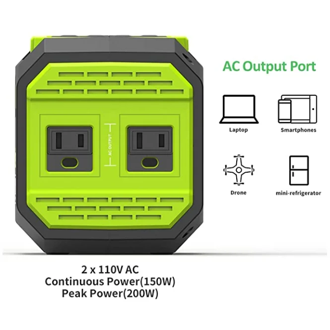 USB DC AC 167Wh 18650 Lithium Battery Power Station 110V 150W Inverter Portable Camping Battery Pack