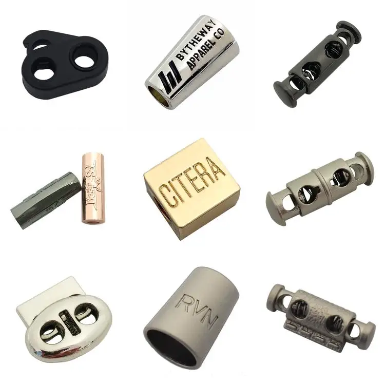 Wholesale Rose Gold Square Design Metal Cord Stopper Double Cord Lock For Bags