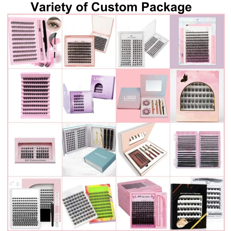 Private Label Russian Volume Reusable Waterproof Lash Faux Mink Thin Band Diy Segmented Custom Cluster Lashes