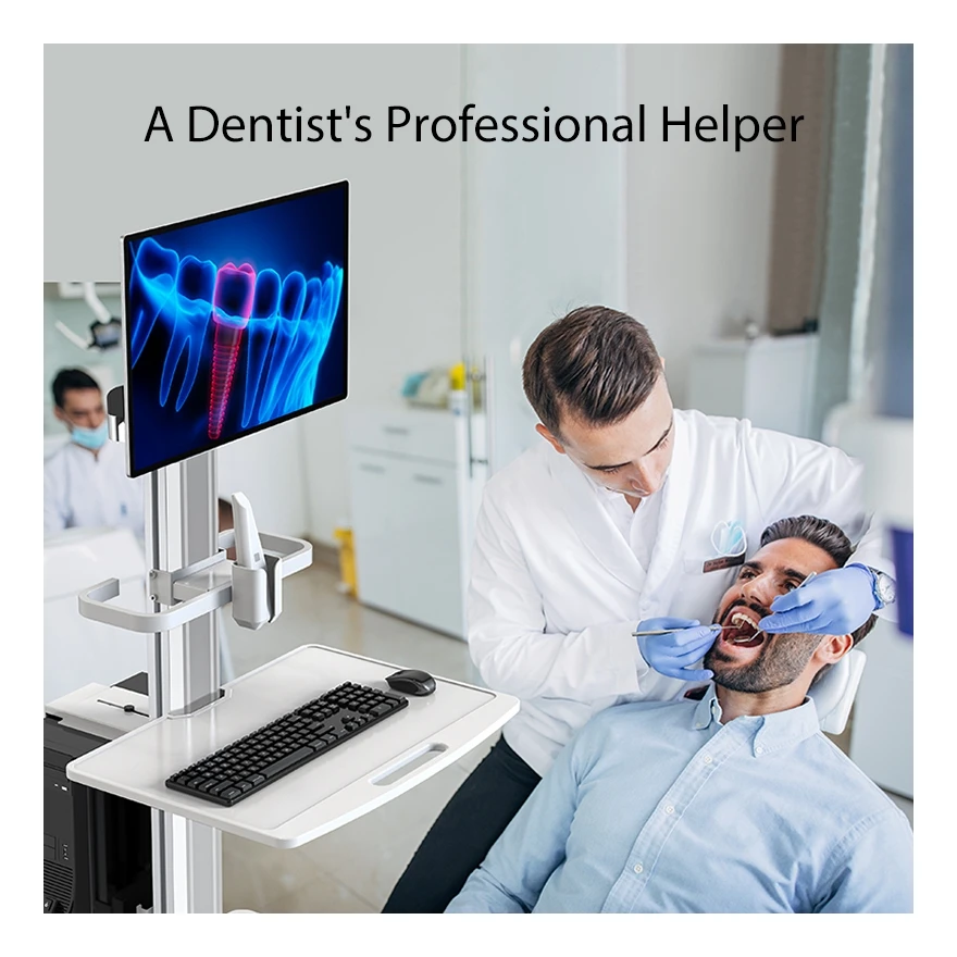 Hospital Medical Dental Oral Scanning Cart for Hospital Dental with Monitor Mount Oral Scanner Holder