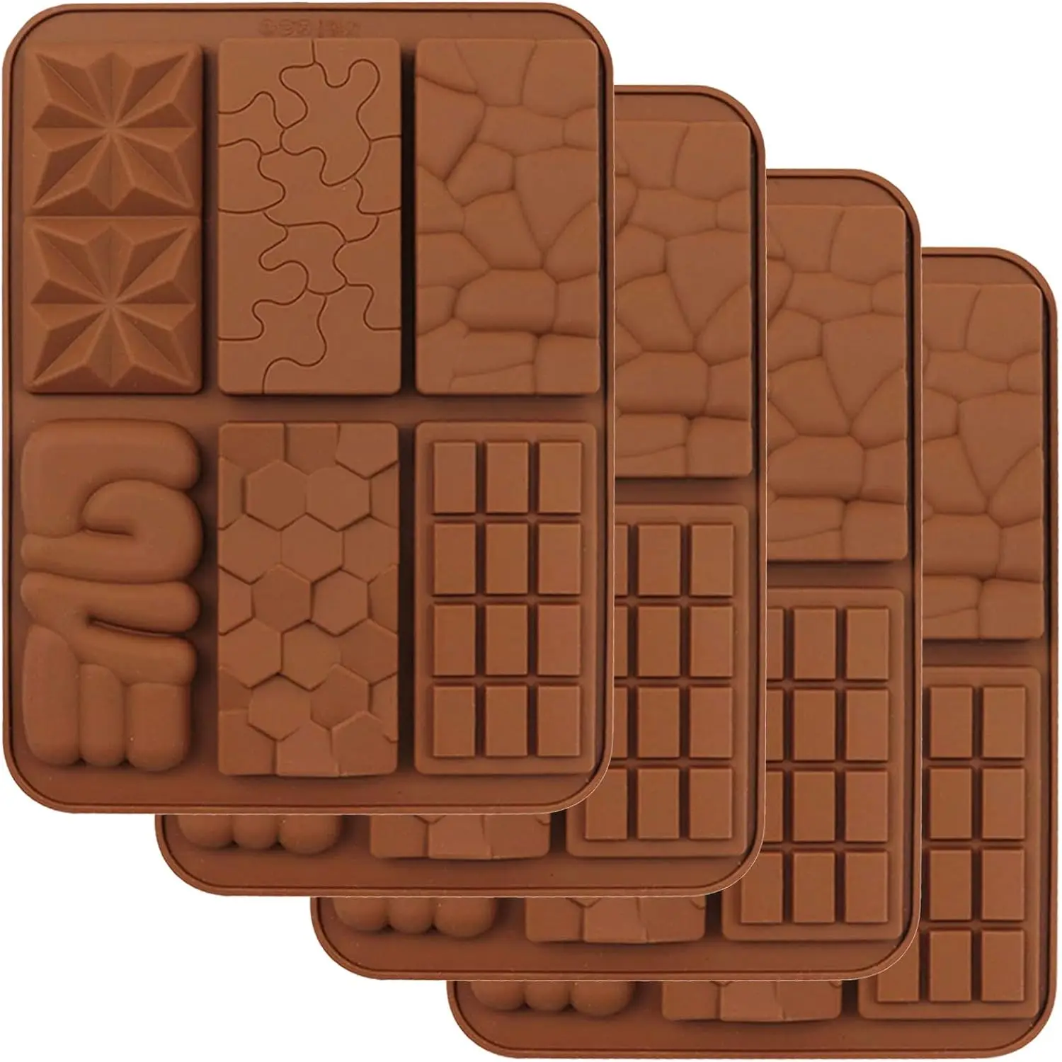 6 in 1 Silicone Break Apart Chocolate Bar Mold Silicone Molds for Wax Melts Non Stick Homemade Protein and Energy Bar Mould