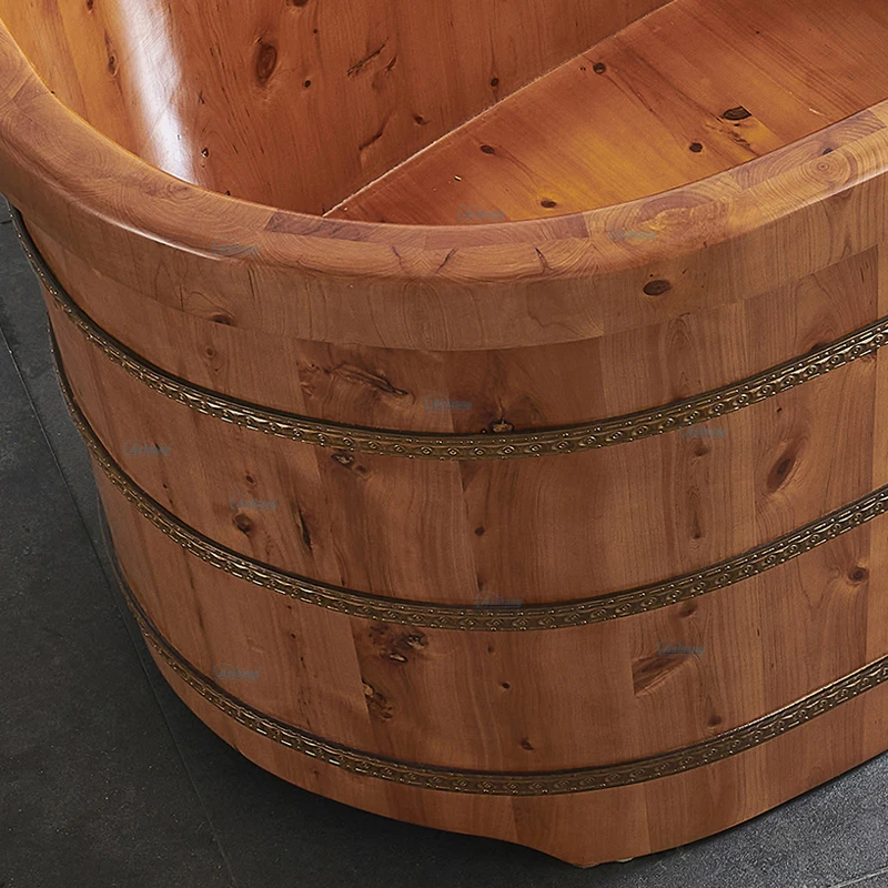 Japanese Style outdoor Single Adult Soak Wood Bath Tubs solid wooden barrel bathtub