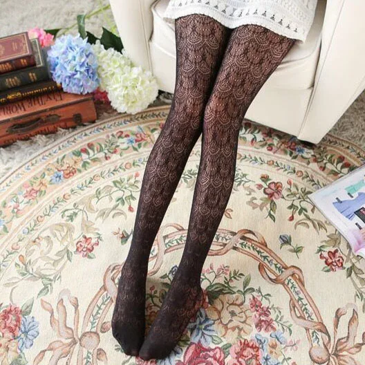 
Velsatis Japanese Fashion Sexy Hollow Lace Fishnet Stocking Girl Custom Tights Pantyhose Hosiery 