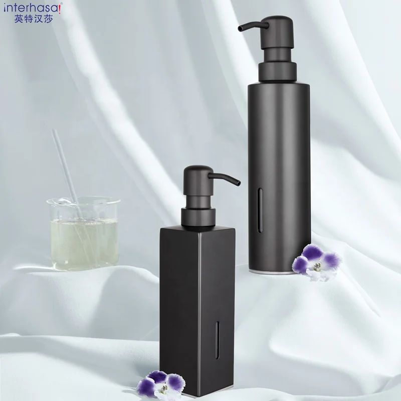 Bathroom 304 stainless steel wall mount luxury Black Manual sanitizer bottle shower gel shampoo liquid soap dispenser pump