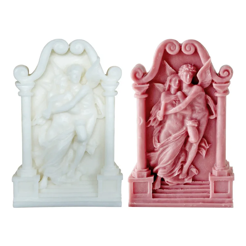 Diy Art Decoration ancient Greek Couple Love Angel Roma Scented Plaster Candle Liquid Silicone Mould Mold