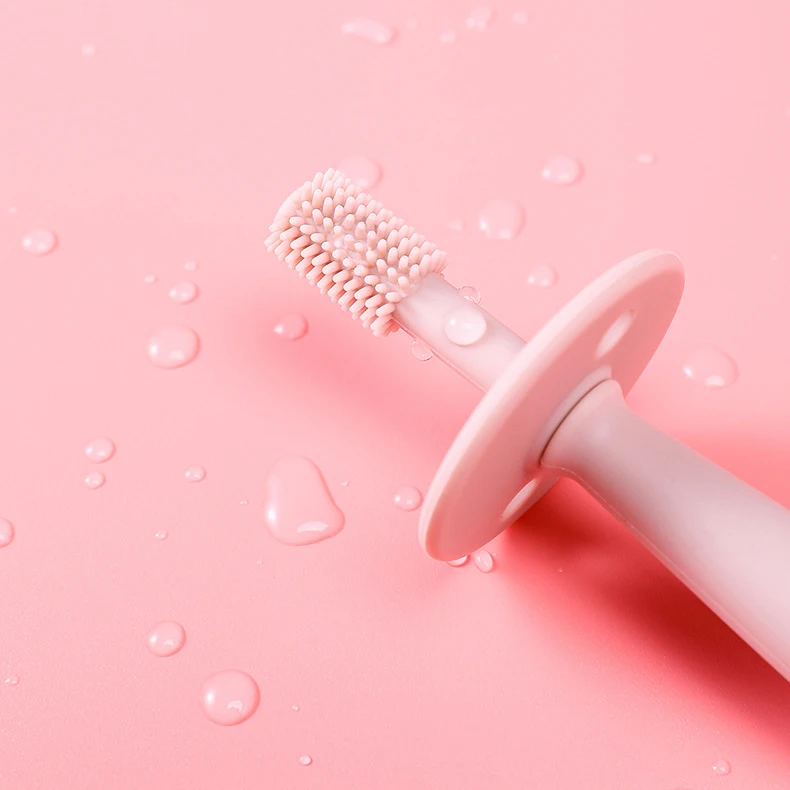 Wholesale New Design 360 Degree Cleaning Manual Food Grade Silicone Teether Toothbrush With Suction