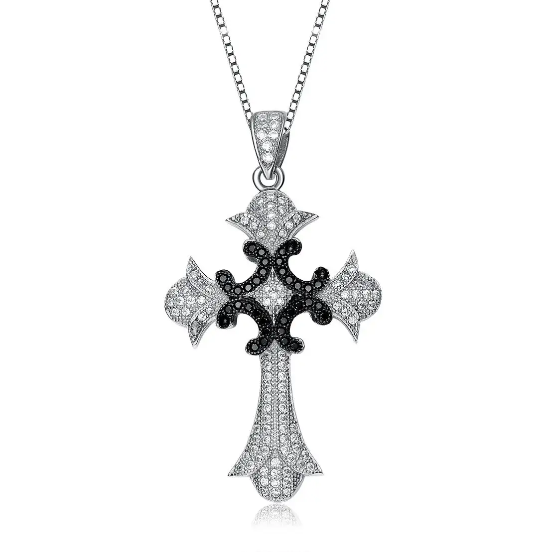 ACEWORKS Mirco Paved CZ 925 Sterling Silver Cross Necklace