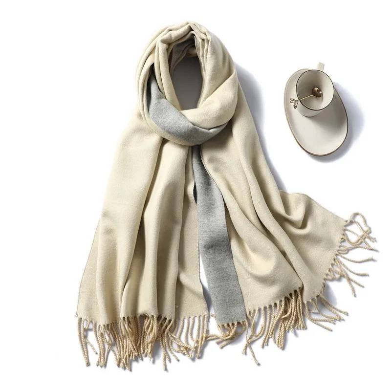 Factory wholesale 2023 High quality Thick Warm plain solid color cashmere feel acrylic scarf reversible pashmina scarf pashmina