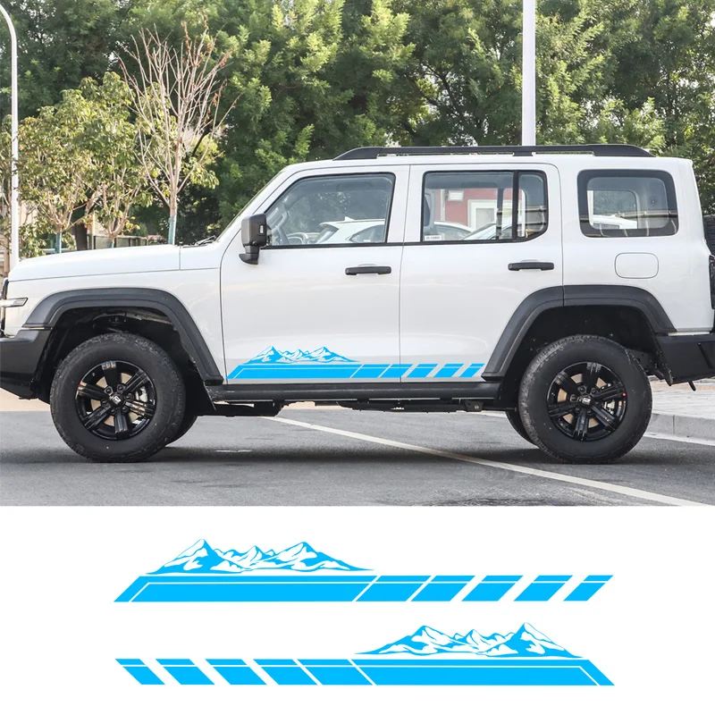 2pcs Car Stickers Door Side Mountains Stripes Graphics Vinyl Decals Film For Jeep Wrangler JL JK TJ 2007-2018 2019 2020 2021