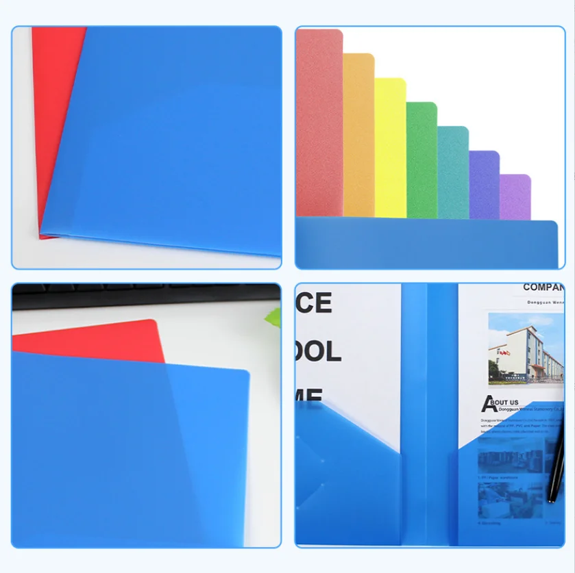 Custom PP Plastic Pockets File Folder for School Office Home Business 9.5*11.5 inch