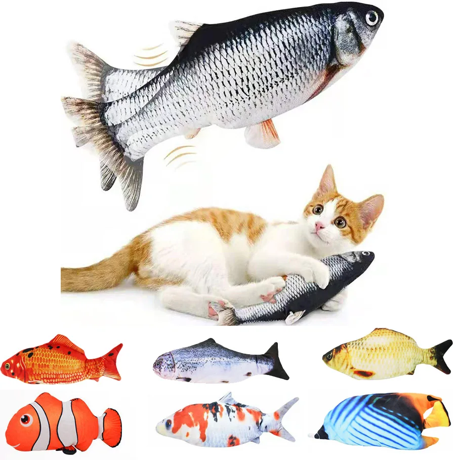 2022 New USB Electric Interactive Plush Dancing Floppy Fish Cat Toy Wiggle Flapping Electronic Cat Fish Toy
