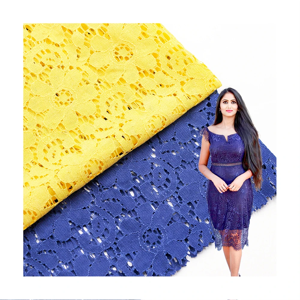 Hot Sale Embroidery Lace Fabric Nylon Cotton Floral Lace Fabric For Dress