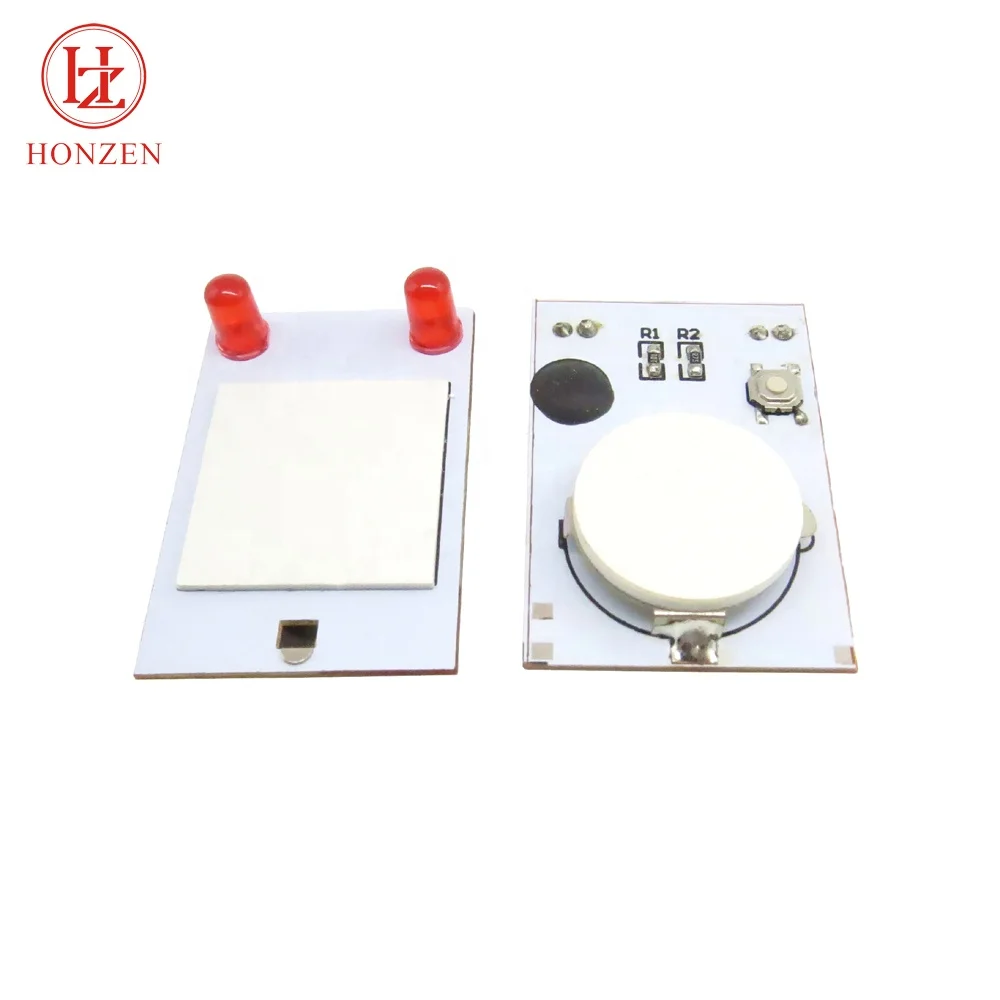 Super bright smart cr2032 single battery power red color led flashing module with push button tact switch