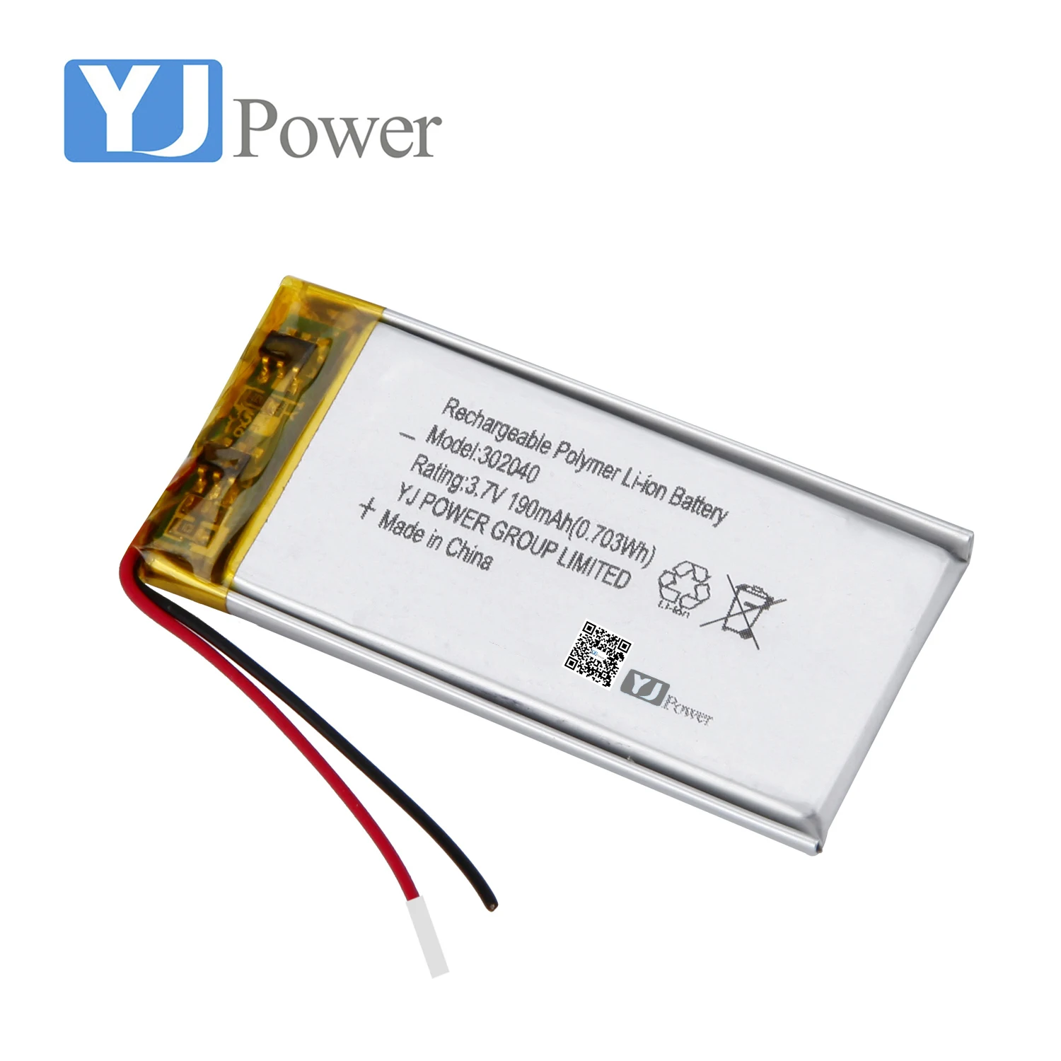 3.7V lithium polymer battery 3.7V 302040 190mah lithium ion battery For Consumer electronics
