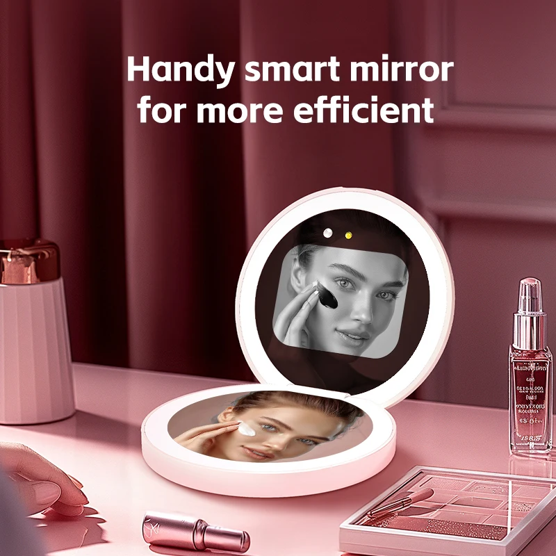 2024 New Arrival Smart LED Mirror Power Bank 2-in-1 Make-up Mirror for Outdoor Use