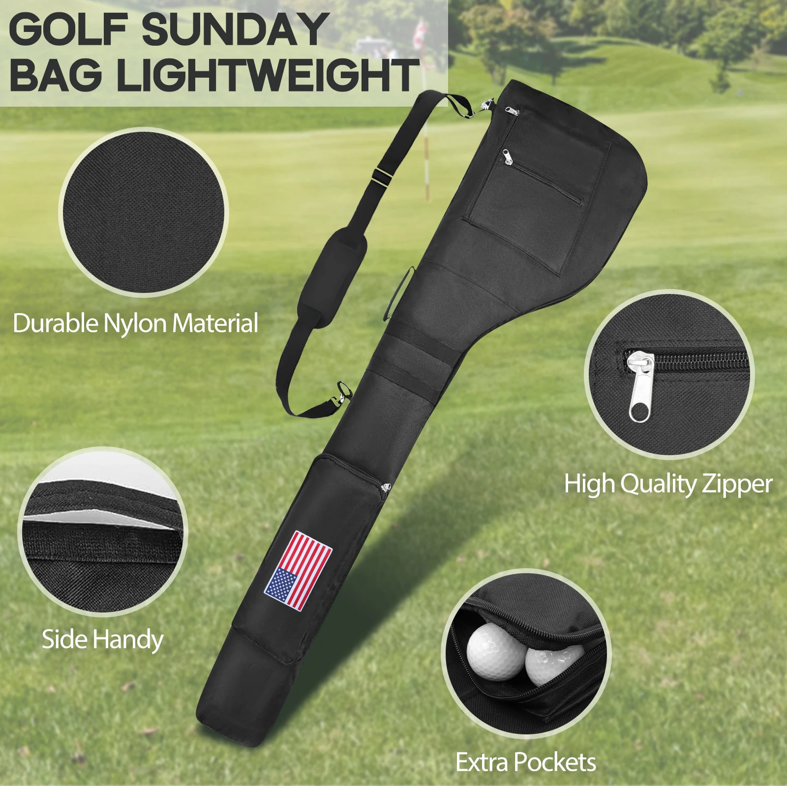 Latest Design USA Flag Mini Golf Carry Gun Bag Nylon Waterproof Golf Sunday Bag Lightweight Golf Club Carry Bag