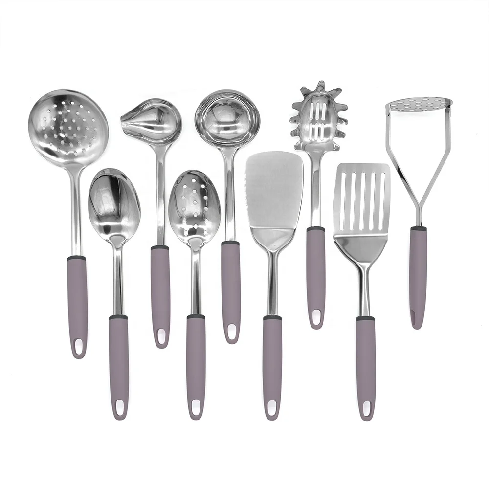 wholesale kitchen accessories stainless steel kitchen cookint utensil set with PP handle