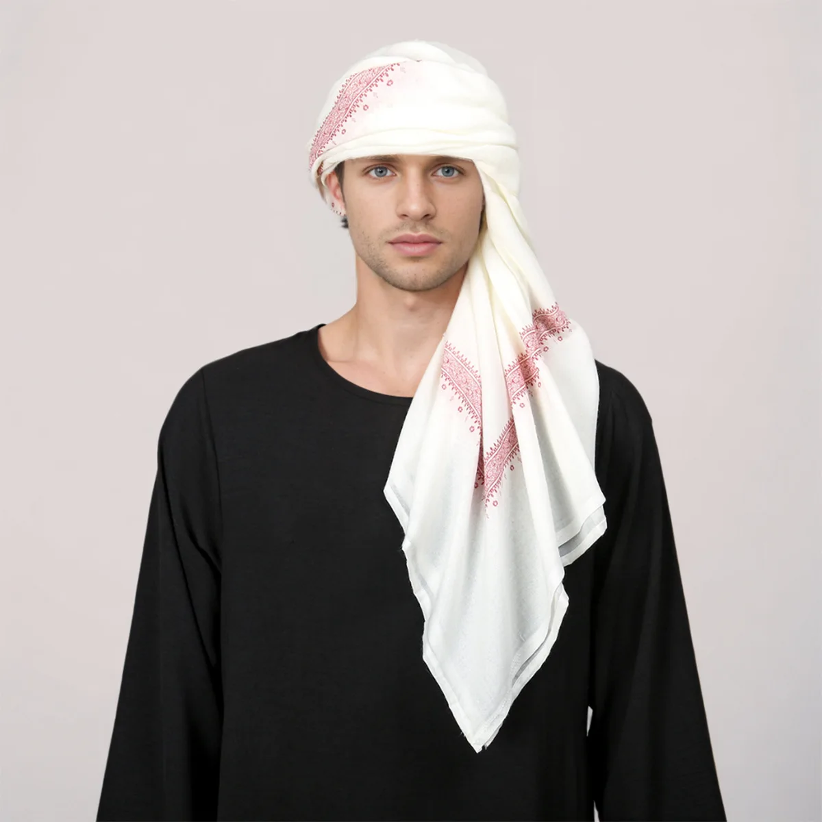 Saudi Hijab Arafat Shemagh Arab Scarf For Muslim Men Square 140x140cm Islamic Mens White Red Head Scarf