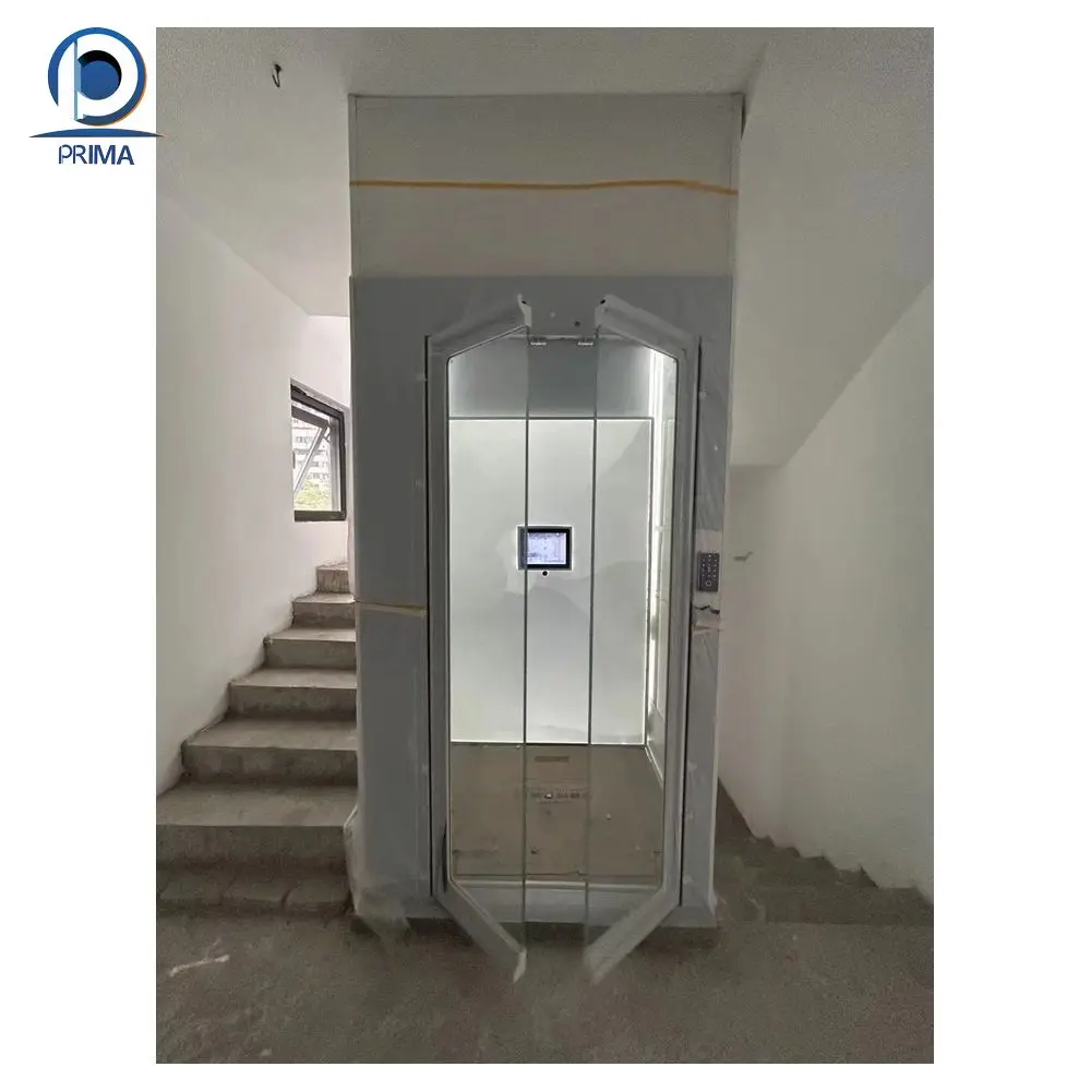 Prima Screw Circular Luxury Elevator Round Elevator G+2 Floors Full Glass 360 Small Villa Elevator Lift