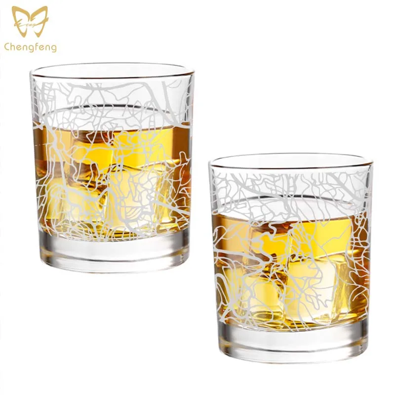 Old Fashioned Whiskey Glass - 300ml Crystal Glasses Square White Spirits Cups Wine Home Bar Drinkware Custom logo Whiskey glass