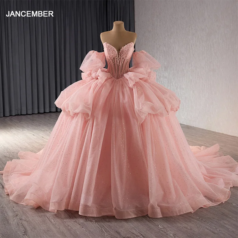 Jancember RSM241101 горячая Распродажа бальное платье с блестками модное кружевное повседневное свадебное вечернее Quinceanera