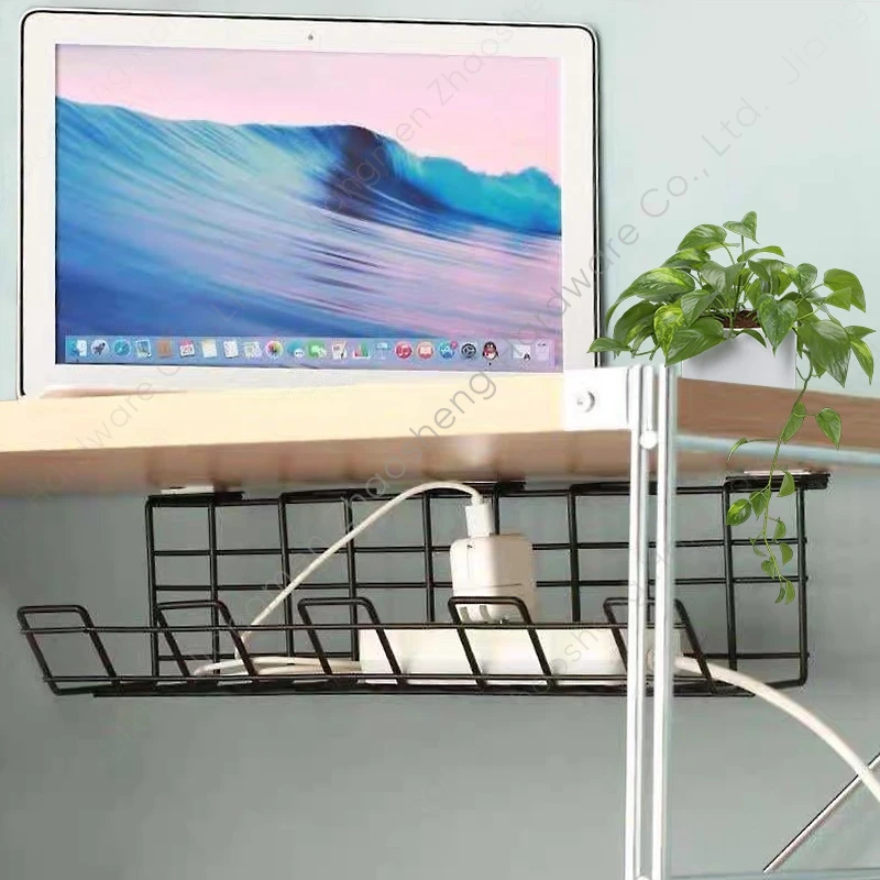 Office Computer Charging Wire Cord Cable Box Desktop Organizer Metal Tray Rack Under Desk Cable Management Cable Holder